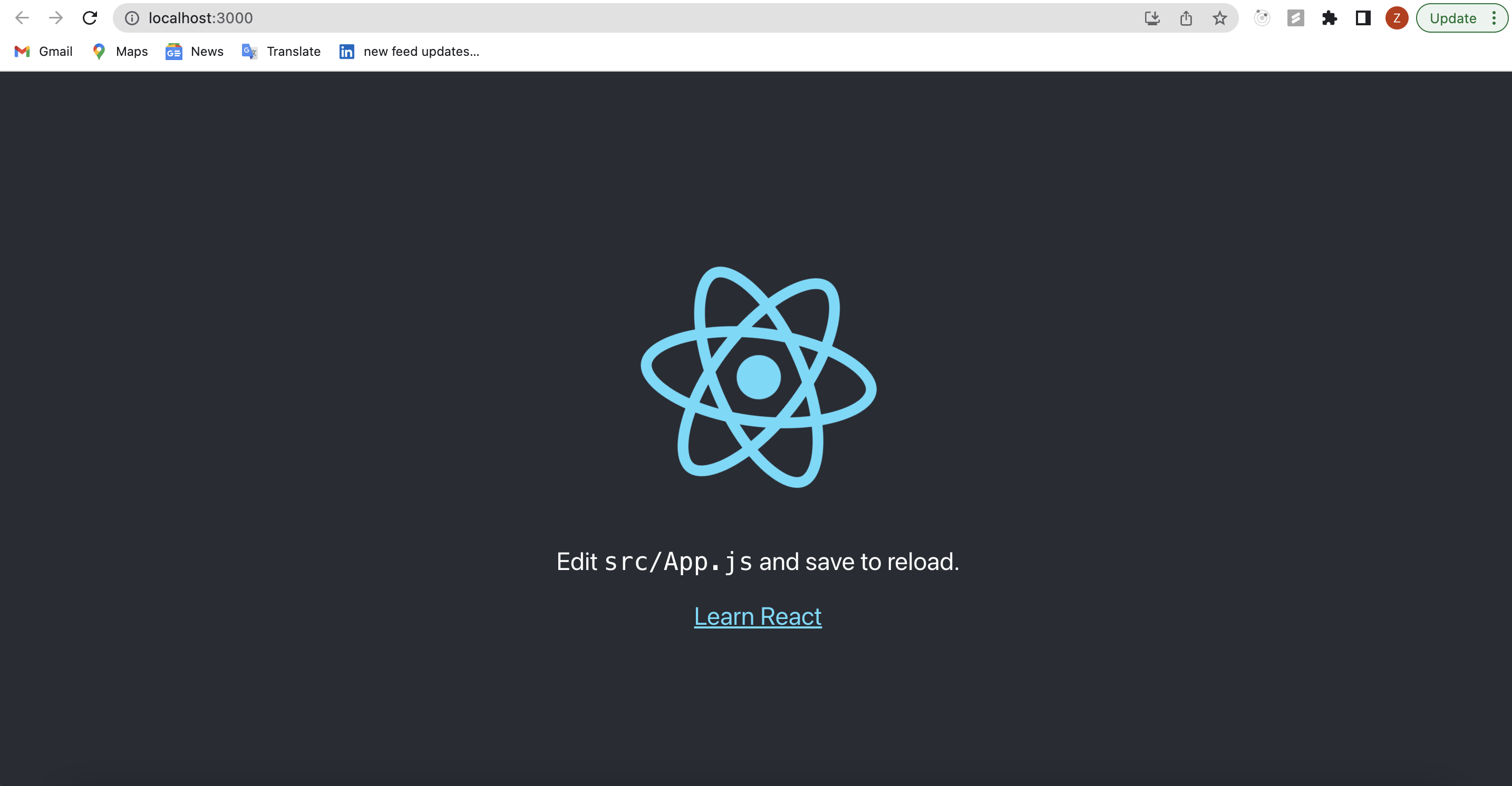 Learn React webpage