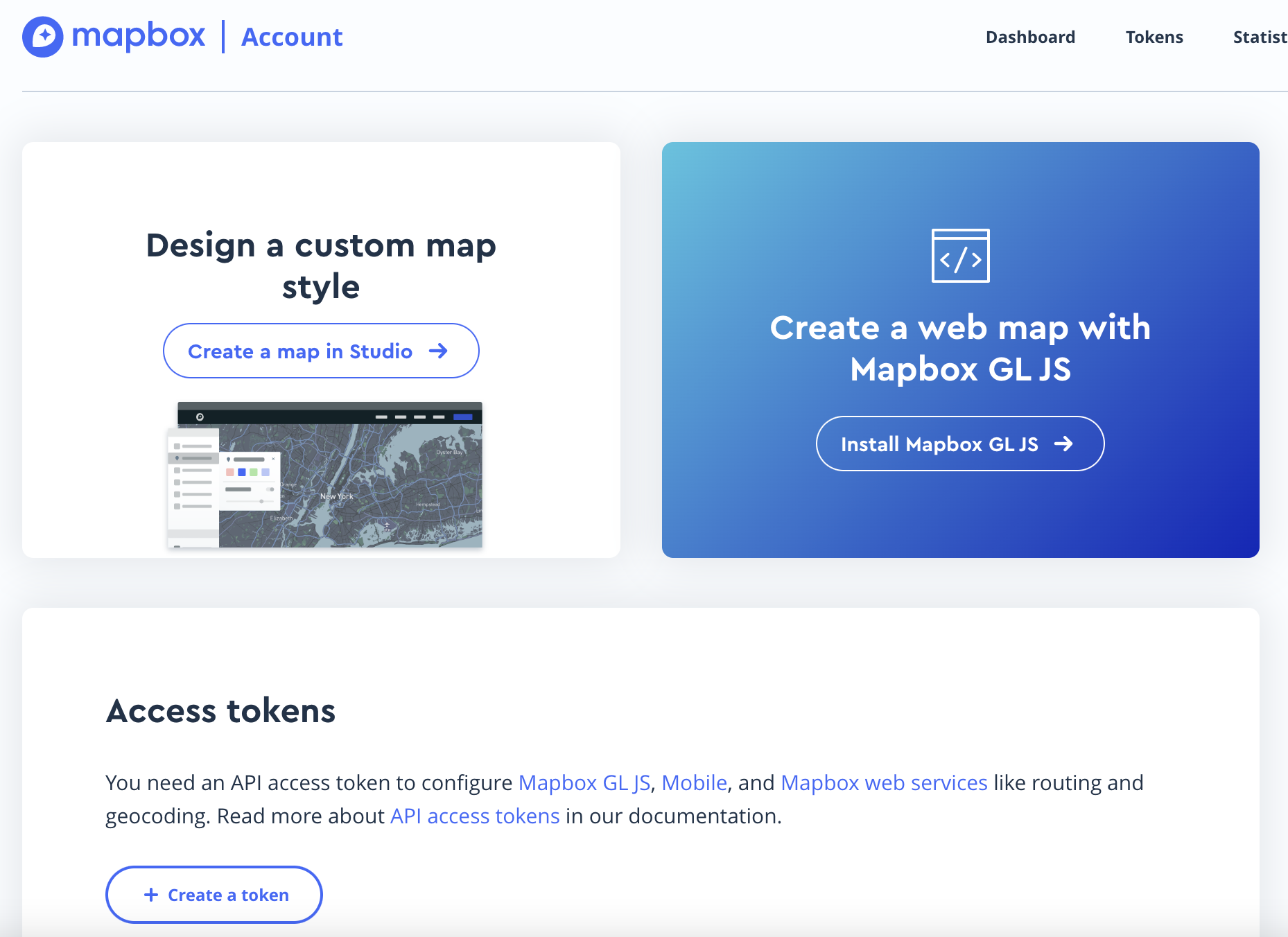 Mapbox Access Token Section